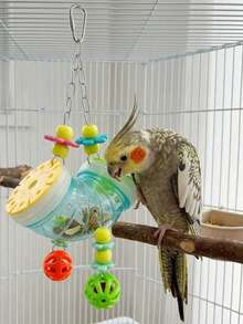 Parrot Hanging Foraging Toy With Transparent Container For Snacks And Grains, Includes Colorful Chewing Beads, Cage-Mounted Interactive Puzzle Toy For Cockatiels, Budgies, Lovebirds And Other Small Pet Parrots, Exercising Foraging Instincts And Relieving Boredom - View 10