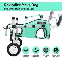 Black/Green Dog Rear Wheelchair With Leash - Lightweight Portable Wheelchair With Reflective Strips, Adjustable Pet Wheelchair, Suitable For Senior Dogs, Injured Or Disabled Dogs, Dog Wheelchair Harness Set With Leash, Suitable For Disabled Pet Rear Legs, Helping Pet Rear Limb Disability, Recovery Of Mobility (Suitable For Dogs Within 11-40lb) - Multicolor - View 2