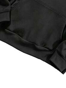 男士休閒純色抽繩大尺碼薄款運動衫，長袖，1XL-6XL - 深灰色 - 查看 7