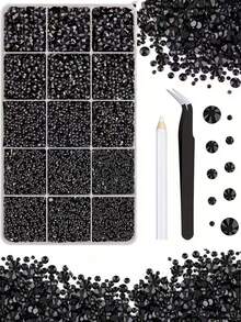 1 Box Resin Rhinestone Set, Multi-Size Rhinestones With Pickup Pen And Tweezers, Suitable For Halloween And Party Decoration,3D Colorful Shiny Resin Rhinestone Set, Suitable Cup Decoration And DIY Crafts Charms - Multicolor - View 10