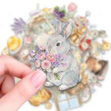 50pcs Healing Pastoral Breakfast PET Stickers, Suitable For Decorating Journals, Phone Cases, Notebooks, Tablets, Skateboards, Guitars, Party Packaging, Water Bottles And Luggage - Multicolor - View 6