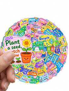 50Pcs Kids Good Habit Reminder Stickers, Cute Cartoon Daily Routine Positive Phrase Decals, Waterproof Vinyl Stickers For Classroom, Planner, Water Bottle, Laptop & DIY Craft Decor - Multicolor - View 3