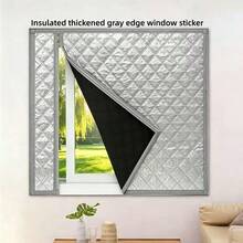 Grey Trim Zippered Thickened Insulated Curtains, Winter Window Windproof & Cold-Proof, Indoor Temperature Retention & Noise Reduction - Silver Curtain Grey Trim Left-opening Zipper Style - View 1