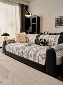 1pc Bohemian Style Thick Plush Sofa Cover, Soft Plush Fabric, Non-Slip, Suitable For All Seasons, Easy To Clean And Machine Washable, Fits 1/2/3/4 Seater And Sectional Sofas, Suitable For Living Room, Office, Bedroom, Outdoor Home Decor - Grey - View 3