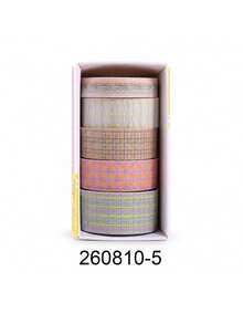 5 Rolls/Box Of Minimalist Patterned Glitter PET Tape, Featuring Hearts, Dots, Stars And More For School Supplies, Gift Wrapping, Scrapbook Decorating. - Multicolor - View 16