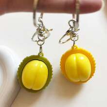 1pc Durian Keychain, Soft Rubber Stress Relief Toy Key Chain, Women's Bag Accessory, Cute Ornament, Graduation Gift, Unisex Adult Finger Key Chain, Press-Type Key Chain, Soothing Emotion Key Chain, Focus Relaxation Pull-Type Key Chain, Finger Pressure Key Chain, Relaxation Key Chain, - Multicolor - View 7