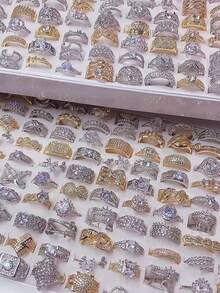 20pcs/40pcs Women's Multi-Element Stackable Rings, Random Assortment, Micro-Inlaid Zirconia Rings, Holiday Gift Jewelry - Ring Style Sent at Random - View 45