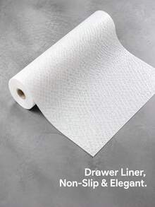 1 Roll White Woven Texture EVA Drawer Liner, Fine Grid Pattern, Moisture-Proof, Non-Slip, Wear-Resistant, High-End Minimalist Style, Drawer Protector Pad, Suitable For Kitchen Cabinets, Bedroom Wardrobes And Home Storage, Anti-Scratch Pad - View 2