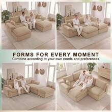 [2-4 unidades] Sofá modular de 105 a 160,9 pulgadas, sofá sin estructura para la sala de estar, sofá en forma de L con otomana convertible, sofá modular con asiento profundo, cojines suaves y cómodos, no requiere montaje. - Gris - Ver 6