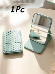 New Colorful Polka Dot Folding Makeup Mirror, Pink/Green/White/Black Portable Mini Rectangular Mirror With Stand, Minimalist Style, Travel And Daily Use, Back To School Essential, Gift For Friends, Family And Teachers - Multicolor - View 11