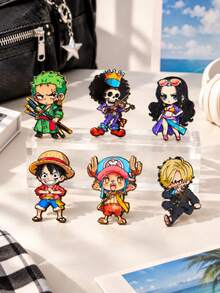 One Piece Q Version Anime Character Enamel Lapel Pin Luffy Zoro Sanji Chopper Robin Brook Badge Brooch Backpack Decoration Fan Gift - Multicolor - View 3