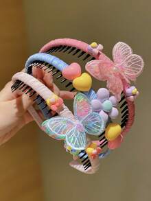 3pcs Girls Cute Butterfly Flower Headbands, Non-Slip Hair Accessories, Cute Hair Accessory Gift For Girls - Multicolor - View 6