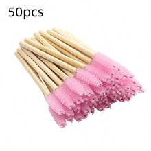 50pcs Bamboo Handle Eyelash Brushes, Mascara Brushes, Eyelash Curlers, Makeup Brushes, Eyebrow Brushes, Eyeshadow Brushes, Free Gift - Multicolor - View 9