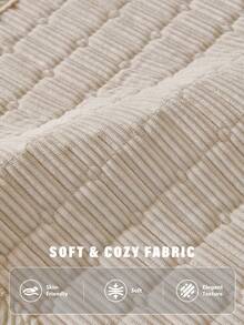 1PC Grid Quilted Plush Sofa Protector Cover, Neutral Tone Home Decor For Living Room, Pet Friendly For Cats & Dogs, Non-Slip Bottom, Scratch-Resistant, Machine Washable For 1/2/3/4 Seater Sofa - Beige - View 4