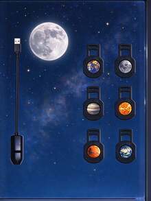 1pc LED Starry Galaxy Projector Light, Includes Planet, Moon, Earth, Jupiter Patterns, 360° Rotation, Desktop Decorative Lamp, No Battery Required, USB Powered, Suitable For Gaming, Photography Lighting, Disco, Bedroom Lighting, Space, Birthday, Car, Holiday Atmosphere, Wedding Anniversary, Stars In The Night Sky, Galaxy Projector, Moonlight, Stars, Bedroom Ceiling, Photo Background, Proposal, Wedding, Camping And Other Scene Decoration - USB Planet Projector Lamp - View 16