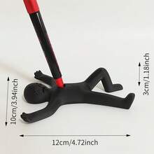 1pc 3D Printed Black Stick Figure Pen Holder, Creative Pencil Holder Ornament, Suitable For Office, Study Room Desktop Stationery Storage Pen Pot, Ideal Gift For Friends And Colleagues - One Size Fits All - View 2