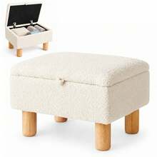 Teddy Fur Storage Ottoman Bench With Folding Design - White - View 6