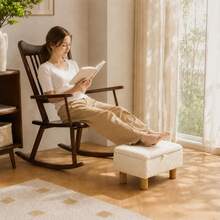 Teddy Fur Storage Ottoman Bench With Folding Design - White - View 4