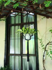 1pc Plant Hanger Hand Woven Rope Plant Holder Boho Style Cream Color Tassel Design Sturdy Hanging Basket For Indoor Window Balcony Wall Home Garden Spring Summer All Season Decor - Multicolor-d - View 9