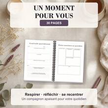 Spiral Notebooks For Daily Mindfulness In French With 30 Undated Pages For Gratitude, Self-Reflection, Meditation Tracking, Positive Affirmations, Morning And Evening Routines, A5 Beige And Purple Illustrated Cover - A5 - View 5