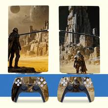 Desert Wanderer Sci-Fi Art Vinyl Sticker Set Compatible With PS5 Slim, Full Set Includes Console Sticker + 2 Controller Stickers, Premium PVC Material, Scratch-Resistant And Wear-Resistant, Removable Without Residue Gaming Console Decorative Film - View 11