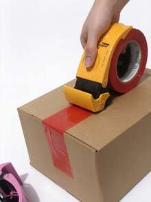 1 Pack 6cm Heavy Duty Tape Gun Dispenser With 30m Tape, One-Handed Carton Sealing Tool & Cutter, Ergonomic Box Taping Gun For Shipping, Moving, Warehouse, Packaging - Multicolor - View 3