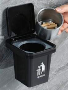 1pc Stainless Steel Wall-Mounted Ashtray With Lid, Hanging Creative Trash Can Combination, Desktop Vertical Mini Ashtray, Home Countertop Decorative Ornament, No-Drill Design, Dust-Proof Design, Suitable For Living Room, Bedroom, Holiday Gift - Various - View 10
