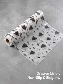 1 Roll Of Christmas Tree Patterned Cabinet Liner, Used For Cabinets, Drawers, Refrigerators, Waterproof, Oil Proof, Moisture-Proof, Dustproof, Used As Kitchen Countertop Mat, Home Decoration Mat, Party And Christmas Storage Mat - View 2