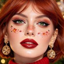 6 miếng dán mặt tàn nhang đỏ xanh Giáng Sinh, hình xăm tạm thời mặt hình mũ Noel, chuông, bông tuyết, lá holly, chống nước, decal má hồng trang điểm cho tiệc Noel, cosplay và lễ hội ngày lễ - Nhiều màu - Xem 6