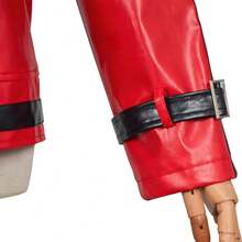 Men Red Leather Jacket Halloween Cosplay Costume Party Outfit - Red - View 5