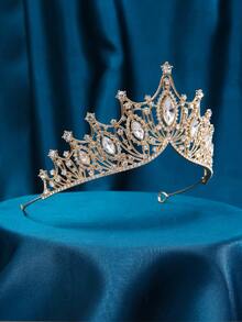Bridal Crown Vintage Baroque Luxury Crystal Tiara Wedding Dress Headpiece Wedding Party Rhinestone Headband Marriage Gift Hairband - Gold - View 8