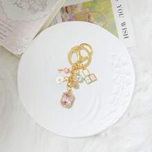 Light Luxury Exquisite Pink Diamond Square Crystal Keychain, Gold Elegant Series Bag Charm, Car Decoration, Gift Inspiration For Teachers, Friends, Sisters - Gold Pink - View 4