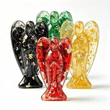 Angel Figurine, Natural Crystal Crushed Stone Resin Decor, - Multicolor - View 11