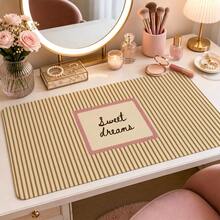 Sweet Dreams Pink Scalloped Note Stripe Extended Mouse Pad, Retro Cream And Brown Handwritten Quote Large Desk Mat, Anti-Slip Smooth Cloth & Natural Rubber For Bedroom Office Gaming Desk, 3 Sizes Available - View 4