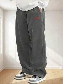 Men's Letter Print Casual Sports Pants, Suitable For 20°C+ Weather, Ideal Gift Choice For Your Boyfriend Or Father - Grey - View 5