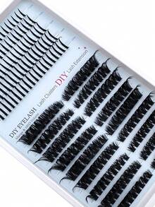 2-In-1 Comic Eyelash Set, 80D Eyelash Bundle+Fairy Hair, 262 Single Bundle Eyelashes 12-20mm Thick, Fluffy Artificial Mink Reusable DIY Eyelash Extension Set, Suitable For Daily And Party Makeup - D - View 5