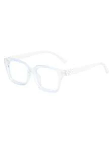 1 Pair Square Transparent Minimalist Personalized Non-Prescription Glasses, Suitable For School, Daily Life, Watching TV, Gaming, Halloween Decoration - Clear - View 2