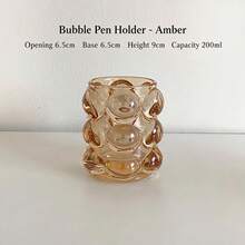 Multi-Purpose Transparent Crystal Glass Pen Holder Decorative Item - Spherical Bucket Makeup Brush Storage Box, Suitable For Dressing Table, Pen Holder, Candle Holder (2.5*2.5*3.5 Inches). Transparent, Colorful, Amber, Smoke Gray. - View 12