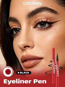 COLORKEY Waterproof Liquid Eyeliner, Long-Lasting Fine Tip Eyeliner Pen, High Pigment Smudge-Proof Sweat-Resistant, Extend Eye Makeup, Eye Makeup Eyeliner Brand Beauty Face Painting Cosmetics, Suitable For Women And Girls - N01 Deep Black - View 2