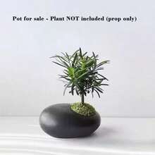 1pc Nordic Style Desktop Ceramic Flower Pot, Minimalist Textured Design. Suitable For Living Room (Placed Next To Sofa), Can Also Be Used As Ashtray, Also Suitable For Balcony Greenery Flower Pot, Seedling Pot, And Office. - Pebble Planter - View 2