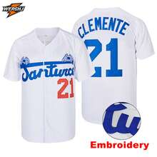 Men's Santurce Crabs #21 Clemente Embroidery Baseball Jersey, Puerto Rico Retro White Fan Commemorative Baseball Clothing - White - View 2
