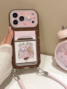 1pc Ballet Dancing Rabbit Flip Mirror Phone Case With Built-In Makeup Mirror For Touch-Ups, Electroplated Raised Large Window Camera Protection, Pink Leather Hand Strap, Full Coverage Soft Shell Shockproof, Coquette Vintage Girly Style, Compatible With IPhone 18 Pro/18 Pro Max/17/17 Pro/17 Pro Max/16/16 Pro/16 Pro Max/15/15 Pro/15 Pro Max/14/14 Pro/14 Pro Max/13 Pro Max/13 - Multicolor - View 3