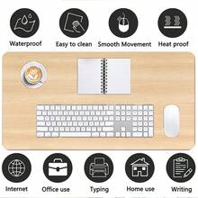 Alas Mouse Kulit, Alas Meja Ekstra Besar Minimalis Motif Kayu, Anti Selip, Tahan Air, Tahan Noda, Alas Pelindung Meja Tahan Aus, Alas Meja Komputer PU untuk Pelajar, Alas Meja Kulit untuk Kantor, Bermain Game, dan Rumah - View 5