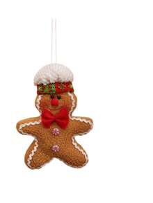 1/2Pcs Gingerbread Man Christmas Ornaments, Soft Plush Gingerbread Hanging DecorXmas Tree Pendant With Bowknot, Holiday Home Party DecorKids Gift - Multicolor - View 14