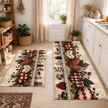 1pc Kitchen Floor Mat, Soft Faux Cashmere Material, Pastoral Style Heart & Berry Pattern, Anti-Slip Mat For Kitchen, Bathroom, Entryway, Bedroom, Creative Atmosphere Practical Doormat, Suitable For Multiple Scenes, Room Decor, Holiday Gift - Multicolor - View 2