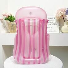 Rompi Renang Anak-Anak Tiup Motif Gradien Garis-Garis dengan Gesper Ganda Anti-Terbalik, Terbuat dari PVC Tebal, untuk Anak Laki-Laki dan Perempuan, Berat 15-55 Lbs - MultiWarna - View 9