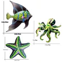 Ocean 3-Piece Metal Wall Decor, Creative Leaf Iron Wall Art, Indoor Home/Homestay Entryway Wall Hanging Decoration - Ocean 3-piece Set - View 6