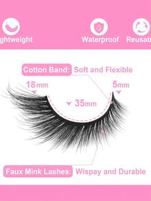 7 Pairs False Eyelashes Fox Eye Lashes Mink Fluffy Lashes Natural Look Wispy Cat Eye Lashes 7 Pairs Lashes Dense Lashes 18mm Cat Eye Lashes Russian Strip Lashes - Black - View 2