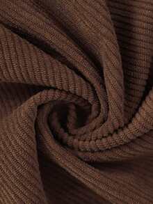 Men's Solid Color Corduroy Wide Leg Dress Pants, Double Pleated Drape Loose Straight Leg Casual Long Pants, Autumn/Winter - Brown - View 8