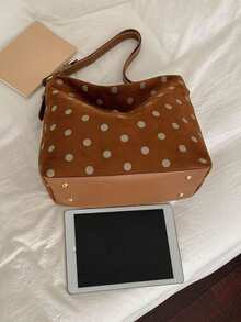 Vintage Women's Shoulder Tote Bag, Minimalist Versatile Design Suitable For Commuting, Classes And Shopping - Brown - View 7